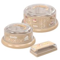 Kit boleira, queijeira e porta manteiga bege Plasutil