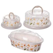 Kit Boleira Queijeira Porta Pão C/ Tampa Cozinha 3 Pçs