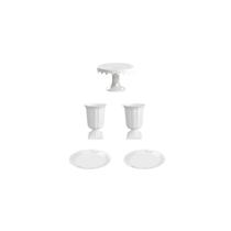 Kit boleira renda e vaso grego e bandeja 5 peças branco Kit boleira renda e vaso grego e bandeja 5 peças branco