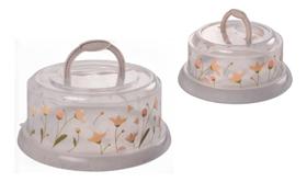 Kit Boleira suporte Bolo Queijo Queijeira Deco Flor Plasutil Kit Boleira suporte Bolo Queijo Queijeira Deco Flor Plasutil