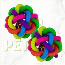 Kit Bolinha Sino Divertida Colorida com Guizo para Cachorro Gato Calopsita