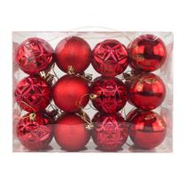 Kit Bolinhas de Enfeite de Natal para Decoração Pendurar 24 Unidades 6cm - Vermelho - Wincy Natal