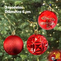 Kit Bolinhas de Enfeite de Natal para Decoração Pendurar 24 Unidades 6cm - Vermelho