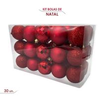 Kit Bolinhas De Natal 5Cm Enfeite Natalino 30Un Vermelho - Wincy Natal