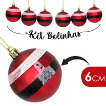 Kit Bolinhas De Natal Papai Noel de 6cm com 06 Unidades Enfeite Decorativo Natalino para o Natal