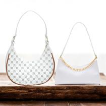 Kit Bolsa Baguete Corrente + Bolsa Meia Lua Tiracolo de Ombro e Mão Pequena