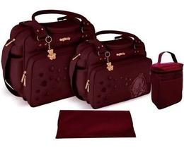 Kit Bolsa Bebê C/trocador Menina/o Maternidade Atacado Vinho