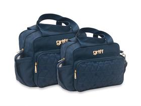 Kit bolsa bebê maternidade marinho griff retrô 2 peças