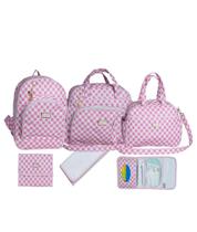 Kit Bolsa Bebê Maternidade Mochila Baby Print Xadrez Rosa Kit Bolsa Bebê Maternidade Mochila Baby Print Xadrez Rosa