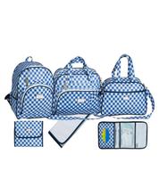 Kit Bolsa Bebê Maternidade Mochila Baby Print Xadrez ul Kit Bolsa Bebê Maternidade Mochila Baby Print Xadrez ul