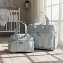 Kit Bolsa Bebê Maternidade Passseio Impermeável Listrado Nautico Rbb 307