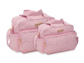 Kit bolsa bebê maternidade rosa griff retrô 2 peças