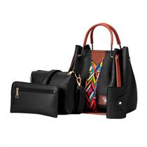 Kit Bolsa Blisco Feminina Transversal e Bolsa Tira Colo 4Pçs