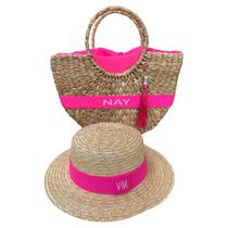 Kit bolsa búzios + chapéu paris personalizado Kit bolsa búzios + chapéu paris personalizado