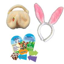 Kit Bolsa Coelho Páscoa Tiara e Enfeite Caça aos Ovos