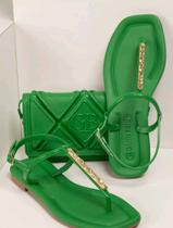 Kit bolsa com rasteirinha giulia bardô - Verde