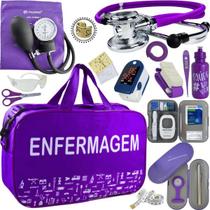 Kit Bolsa Cores Aparelho Pressao Esfigmomanometro Medidor de Glicose Completo Enfermagem Incoterm