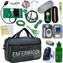 Kit Bolsa Cores Aparelho Pressao Esfigmomanometro Medidor de Glicose Completo Enfermagem Pa Med