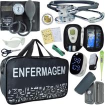 Kit Bolsa Cores Aparelho Pressao Esfigmomanometro Medidor de Glicose Completo Enfermagem Premium