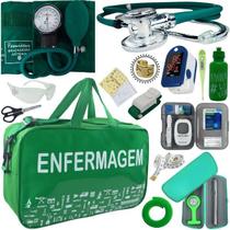 Kit Bolsa Cores Aparelho Pressao Esfigmomanometro Medidor de Glicose Completo Enfermagem Premium