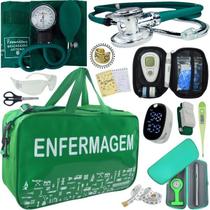 Kit Bolsa Cores Aparelho Pressao Esfigmomanometro Medidor de Glicose Completo Enfermagem Premium