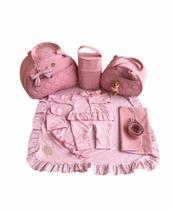 Kit Bolsa De Bebê De Menina Com Saída Maternidade Rosa