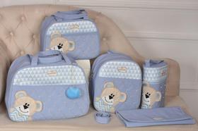 Kit bolsa de bebe maternidade 5 peças urso de lado rosa