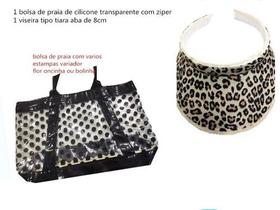 Kit Bolsa De Cilincone Ziper + Viseira Tiara Praia Feminina