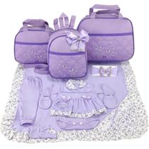 Kit Bolsa de Maternidade 3 Peças Borboleta Com Saída Maternidade Menina