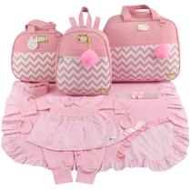 Kit Bolsa de Maternidade 3 Peças chevron Saída Menina
