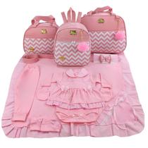 Kit Bolsa de Maternidade 3 Peças chevron Saída Menina