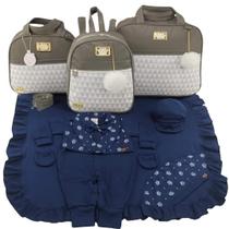 Kit Bolsa de Maternidade 3 Peças chevron Saída Menino