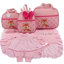 Kit Bolsa de Maternidade 3 Peças Raposa com Saída Menina Kit Bolsa de Maternidade 3 Peças Raposa com Saída Menina