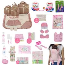 Kit Bolsa de Maternidade 3 Peças + Saída maternidade + Enxoval Master menina
