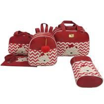 Kit Bolsa de Maternidade 5 Peças Urso Chevron Menina e Menino