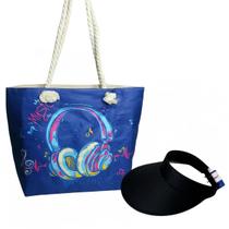 Kit Bolsa De Praia Bolso Interno Zíper Com Viseira Aba Larga