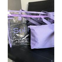 kit Bolsa de Praia + Necessaire Feminina Linda Transparente Moda Praia Verão Sol e Praia com Qualidade Premium - LITE