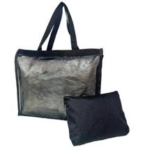 Kit Bolsa De Praia Preta Feminina Com Necessaire Piscina Verão Viagem Sacola Kit Bolsa De Praia Preta Feminina Com Necessaire Piscina Verão Viagem Sacola