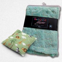Kit Bolsa de Semente para Cólicas (Estampa Safari) + Manta Verde Neon Confort