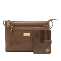 Kit Bolsa E Carteira Couro Legítimo Lezard Mariart 2193+237 Kit Bolsa E Carteira Couro Legítimo Lezard Mariart 2193+237