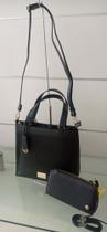 Kit bolsa e carteira feminina preta