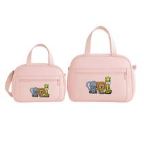 Kit Bolsa e Frasqueira Bebê Saida Maternidade Bordada Menino e Menina Safari Kit Bolsa e Frasqueira Bebê Saida Maternidade Bordada Menino e Menina Safari