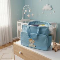 Kit Bolsa e Frasqueira Bordada Saída Maternidade Urso Ursa Rei