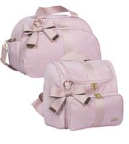 Kit bolsa e mochila maternidade 02 Bolsas Lyssa Baby Linho Rosé