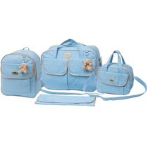 Kit bolsa e mochila maternidade mommy azul claro 4 peças