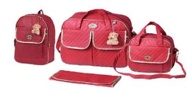Kit bolsa e mochila maternidade mommy vermelho 4 peças