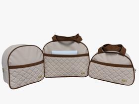 Kit Bolsa e Mochila Maternidade Veneza Bege Com 3 Peças e Trocador - Saída Maternidade - Boni Kit Bolsa e Mochila Maternidade Veneza Bege Com 3 Peças e Trocador - Saída Maternidade - Boni