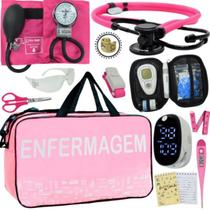 Kit Bolsa Enfermagem Medidor Oxímetro Esteto Aparelho De Pressão