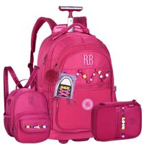 Kit Bolsa Escolar de Carrinho Rosa c/Estojo Box Heart Oficial Rebecca Bonbon Original 2026 Juvenil Kit Bolsa Escolar de Carrinho Rosa c/Estojo Box Heart Oficial Rebecca Bonbon Original 2026 Juvenil