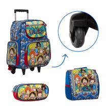 Kit Bolsa Escolar De Rodinhas One Piece Passeio Viagem Aulas